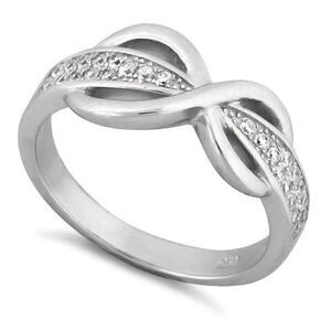 Sterling Silver Infinity Pave CZ Ring New